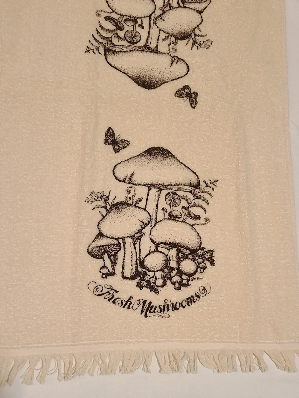 Vintage Cannon Fresh Mushrooms Butterfly Kitchen Towel And Pot Holder 70s - Picture 4 of 11